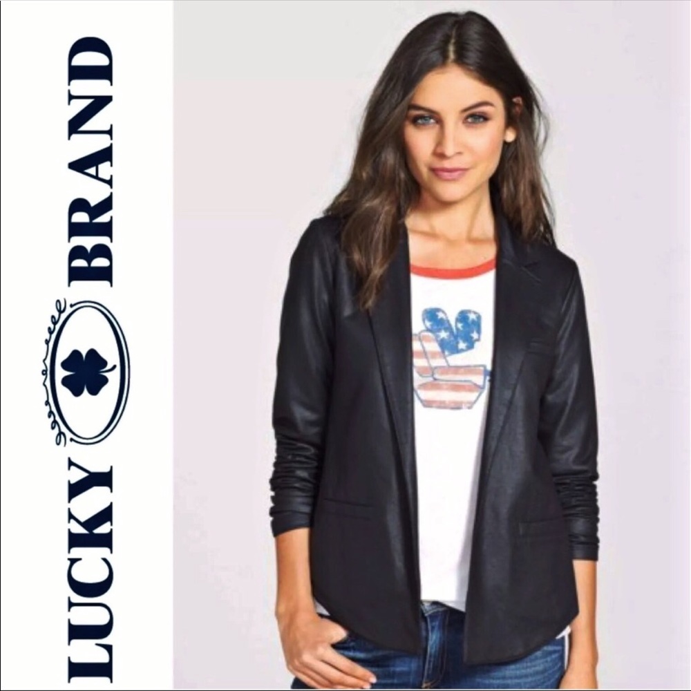 Lucky Brand Blazer Open Front Black Jacket